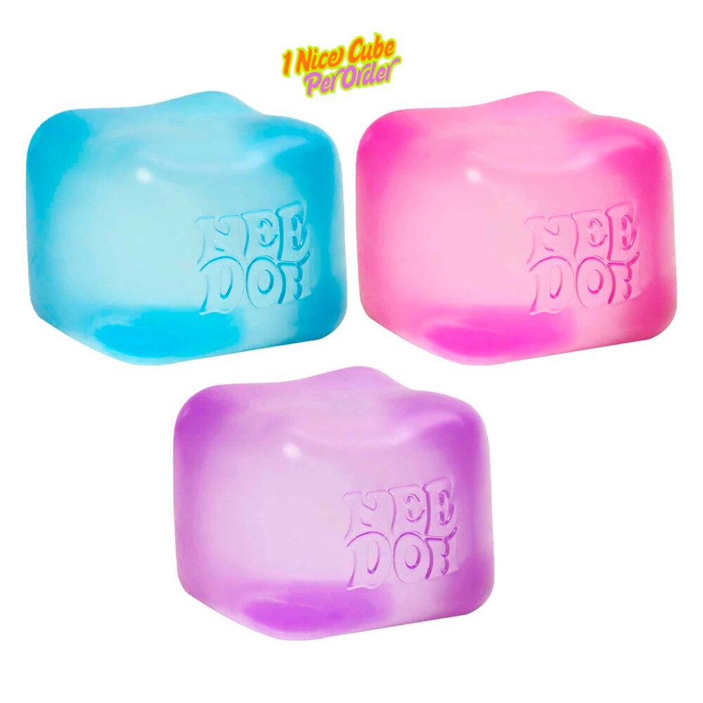 Nee Doh Blue Nice Cube -Sensory Squeeze Toy 2.25" Tall (1 Nice Cube Per Order)